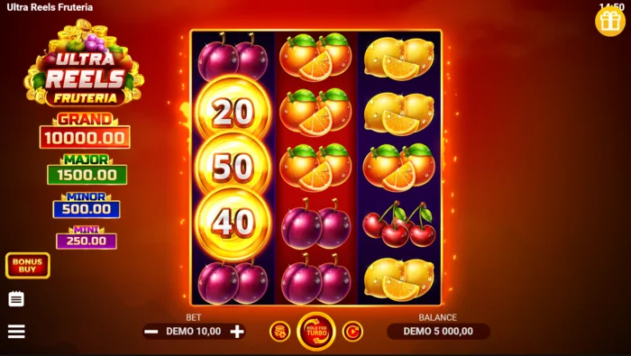 Ultra Reels Fruteria - màn hình trò chơi chính 3x5