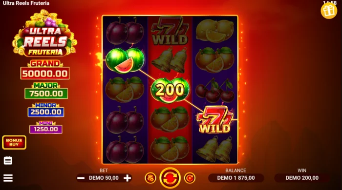 Ultra Reels Fruteria - đường thanh toán với số bảy vàng